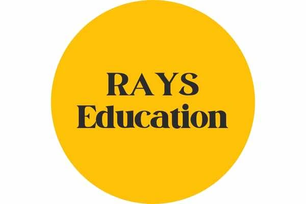 A yellow oval featuring the text "RAYS Education" prominently displayed, representing RAYS Education in Kerala.