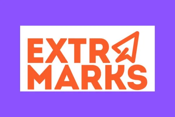 Extra Marks logo displayed prominently on a vibrant purple background, representing the NEET app for educational support.